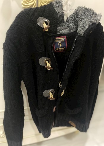 Erkek Siyah Düğmeli Triko Hırka - Görsel 2