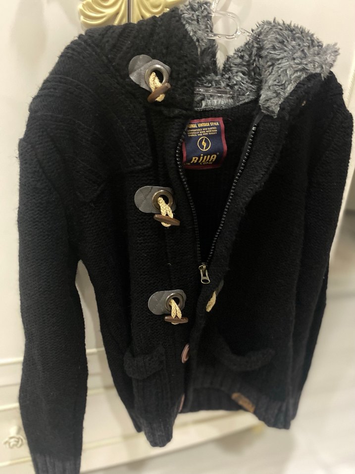 Erkek Siyah Düğmeli Triko Hırka - Görsel 2