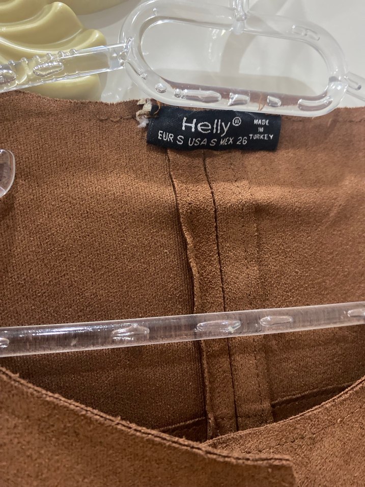 Düğmeli Kahverengi Süet Kadın trenç - Görsel 3