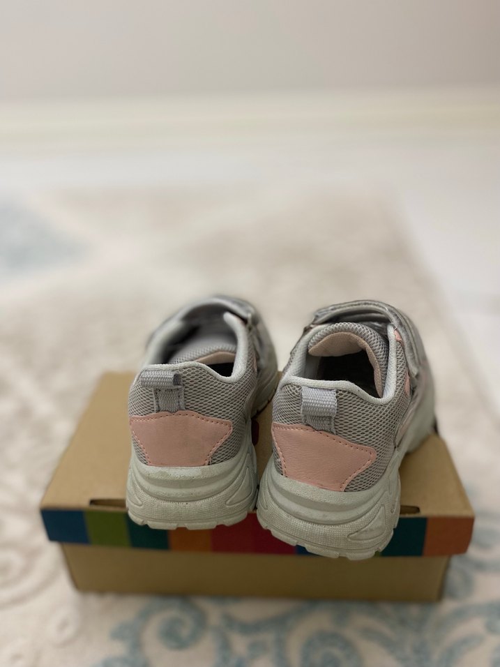 Kız Çocuk Gri Spor Ayakkabı Velcro - Görsel 3