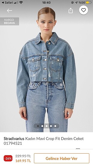 s Beden Crop denim ceket stradivarius