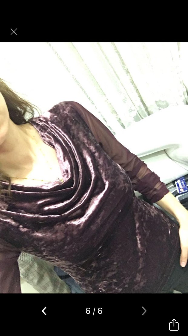 Bordo Kadife Drapeli V Yaka Bluz - Görsel 4