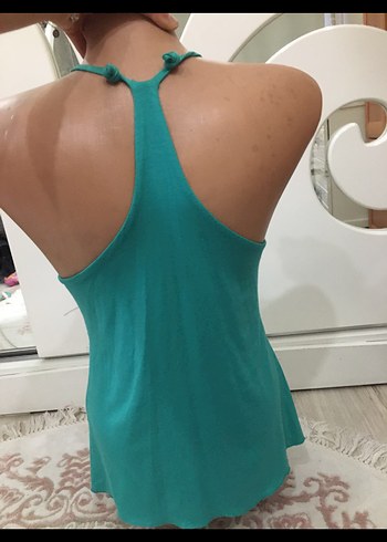 İnci İşlemeli Turkuaz V Yaka Mini Bohem Üst - Görsel 4