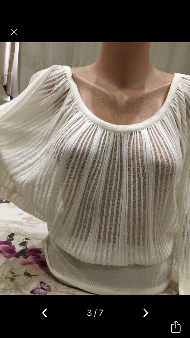 Bohem Tarzı Beyaz Örgü Kadın Kazak - Görsel 4