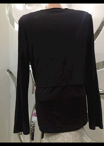 Kahve Uzun Kollu Önü bağcıklı Bluz - Görsel 4