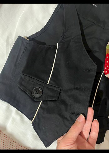 Düğmeli Siyah Kadın Yelek Midi Boy - Görsel 3