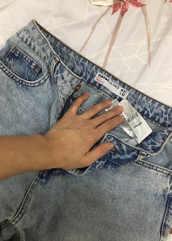 Açık mavi, koton mom jean - Görsel 7