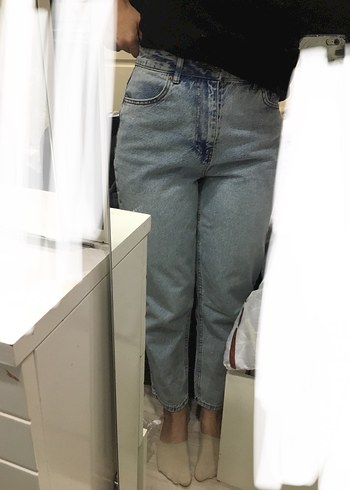 Açık mavi, koton mom jean - Görsel 5