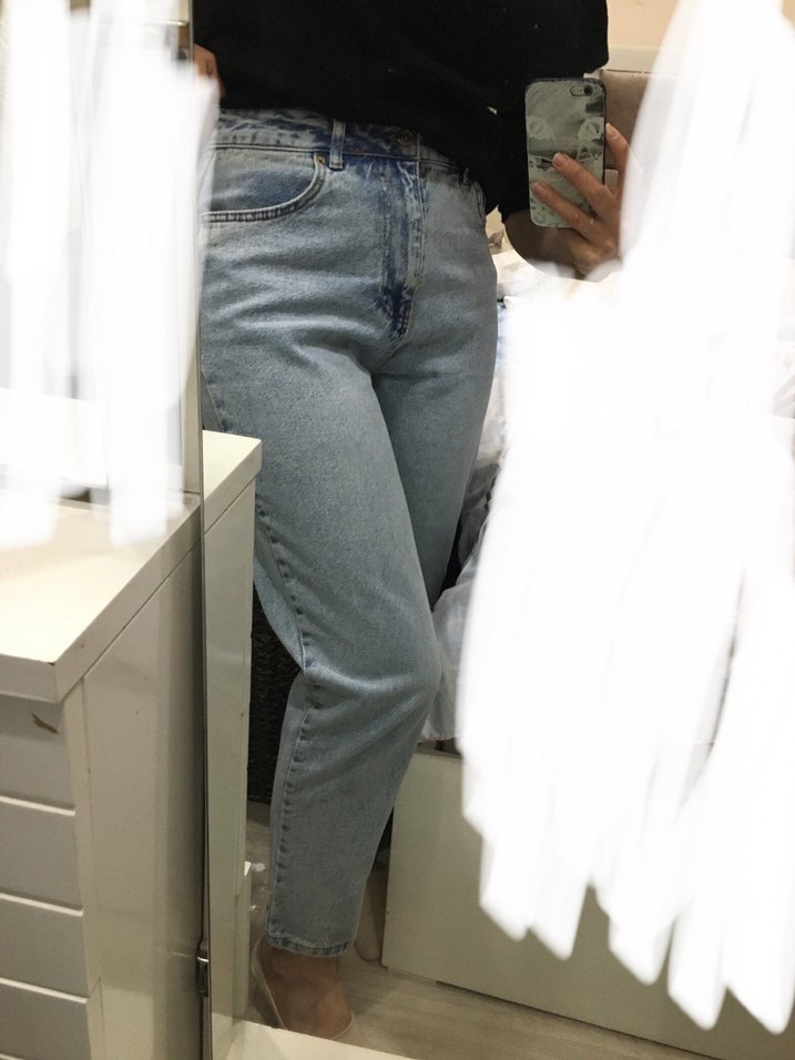 Açık mavi, koton mom jean - Görsel 4