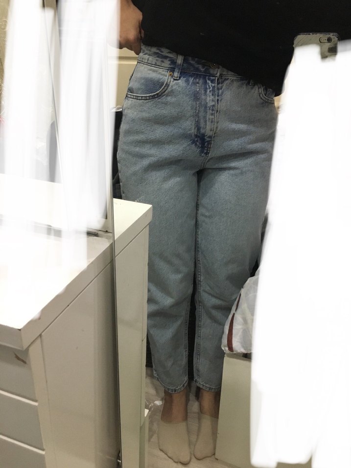 Açık mavi, koton mom jean - Görsel 5