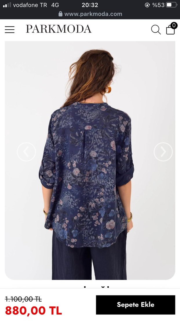 Lacivert Batik Desenli V Yaka Kadın Gömlek - Görsel 4