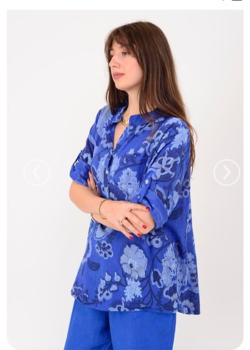 Mavi Batik Desenli Kadın Denim Gömlek - Görsel 4