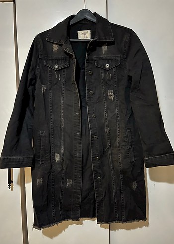 Diğer Siyah Düğmeli Kadın Denim Ceket