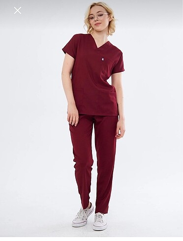 Class bordo medikal hemşire üniforması