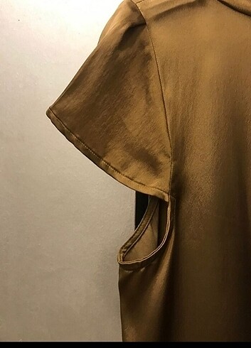 l Beden altın Renk saten bluz L beden vintage