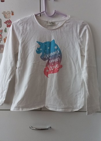 Kız Çocuk Beyaz Dantel Detaylı Nakışlı Tişört - Görsel 6