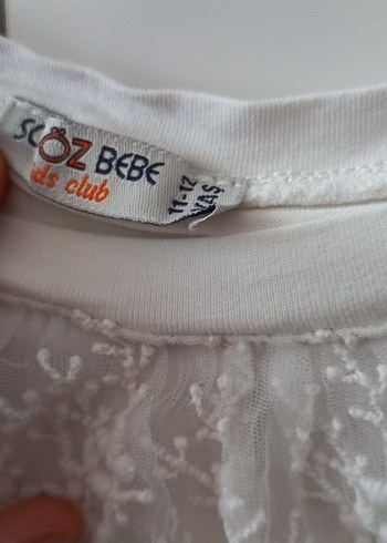 Kız Çocuk Beyaz Dantel Detaylı Nakışlı Tişört - Görsel 9