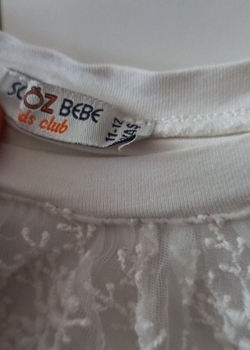 Kız Çocuk Beyaz Dantel Detaylı Nakışlı Tişört - Görsel 3