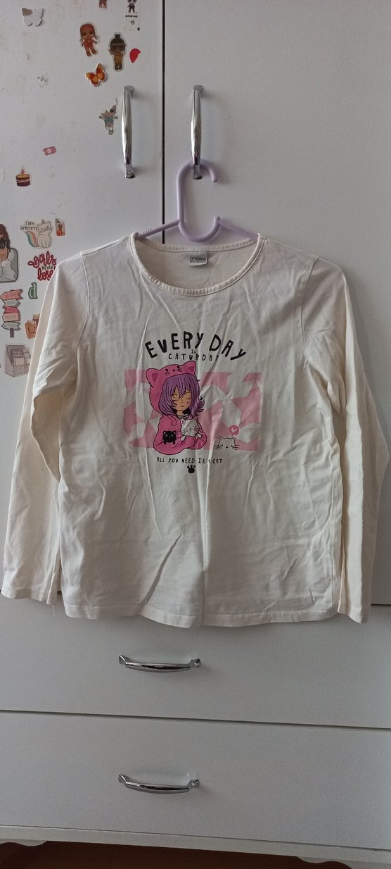 Kız Çocuk Beyaz Dantel Detaylı Nakışlı Tişört - Görsel 5