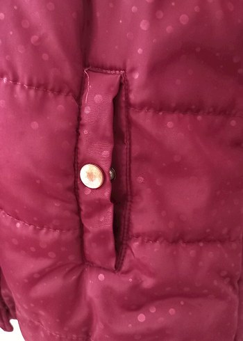 Bordo Parlak Kız Çocuk Montu Kapüşonlu - Görsel 4