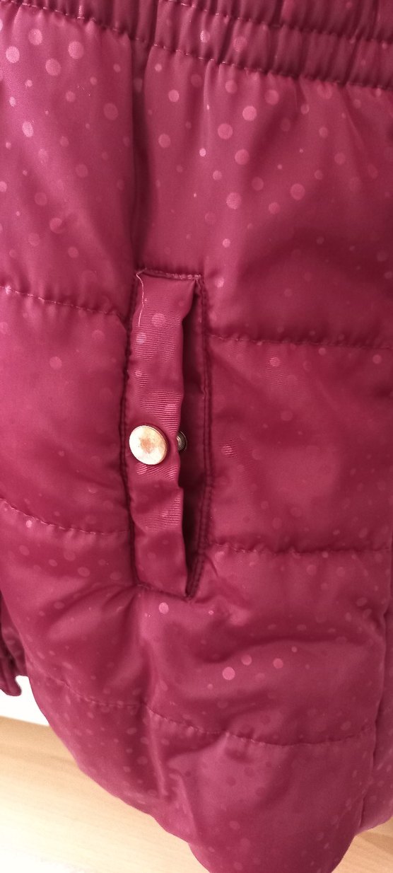 Bordo Parlak Kız Çocuk Montu Kapüşonlu - Görsel 4