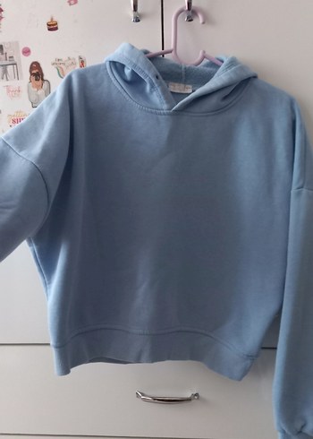 Mavi Kapüşonlu Sweatshirt - Görsel 2
