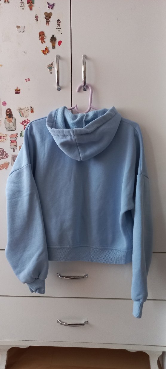 Mavi Kapüşonlu Sweatshirt - Görsel 3