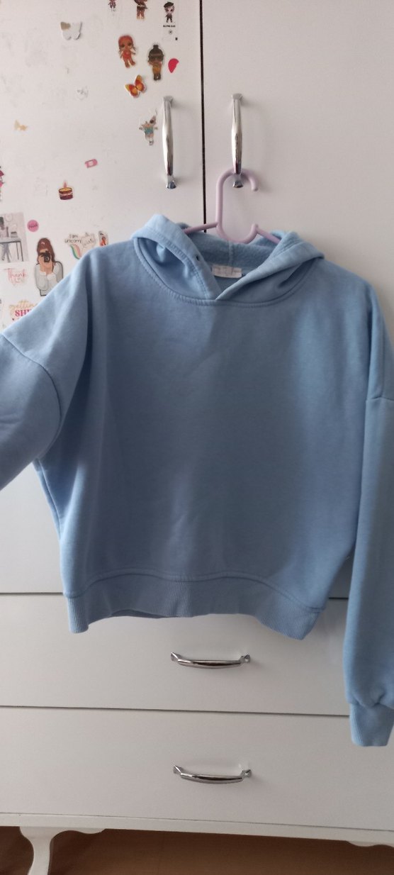 Mavi Kapüşonlu Sweatshirt - Görsel 2