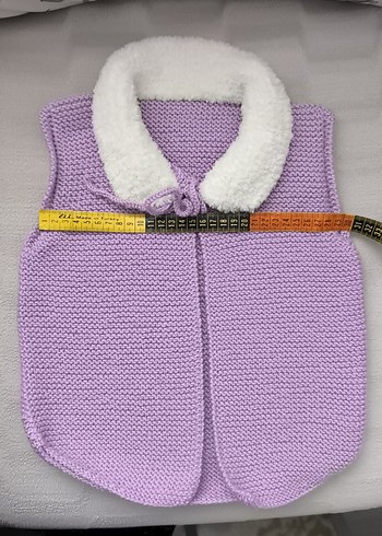 Kız Çocuk Mor Triko Yelek Beyaz Yakalı - Görsel 6