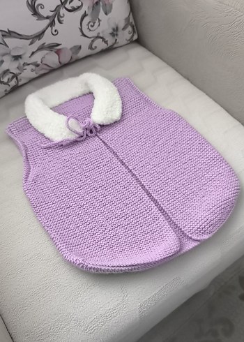 Kız Çocuk Mor Triko Yelek Beyaz Yakalı - Görsel 2