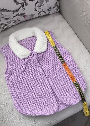 Kız Çocuk Mor Triko Yelek Beyaz Yakalı - Görsel 5