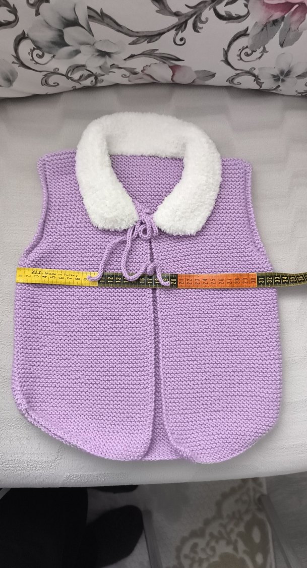 Kız Çocuk Mor Triko Yelek Beyaz Yakalı - Görsel 3