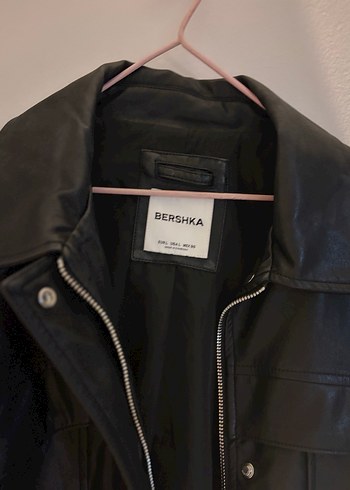 Siyah Kadın Deri Ceket, Düğmeli, Salaş Kesim - Görsel 3