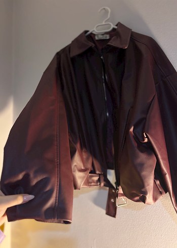 Bordo deri ceket - Görsel 5