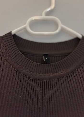 Kahverengi Uzun Kollu mini Kadın triko Elbise - Görsel 3