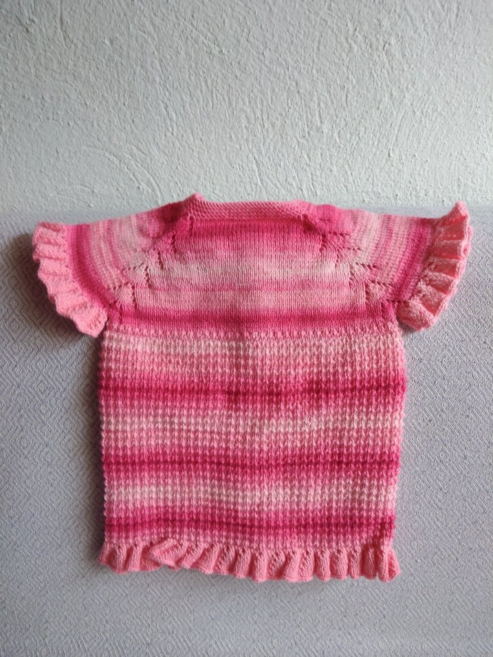 Kız Çocuk Renkli Pembe Örgü Kolsuz Kazak - Görsel 5