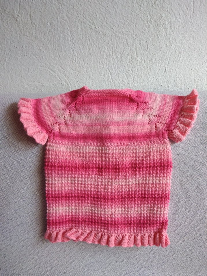 Kız Çocuk Renkli Pembe Örgü Kolsuz Kazak - Görsel 2