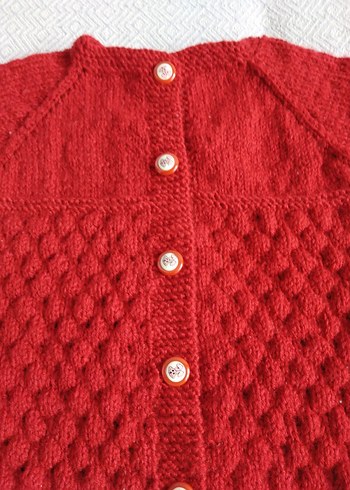 Kız Çocuk Kırmızı Örgü Kolsuz Hırka - Görsel 2