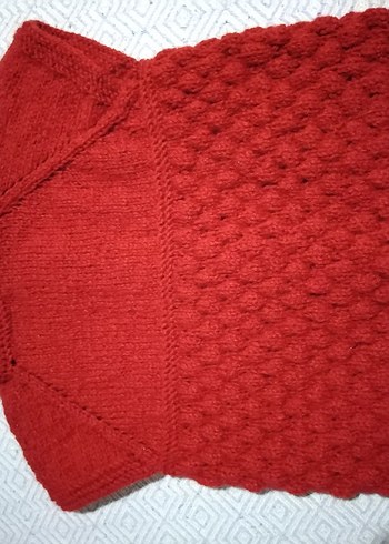 Kız Çocuk Kırmızı Örgü Kolsuz Hırka - Görsel 5