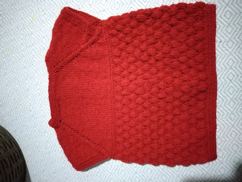 Kız Çocuk Kırmızı Örgü Kolsuz Hırka - Görsel 5