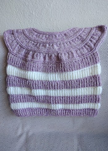 Kız Çocuk Lila Bohem Örgü Yelek - Görsel 4