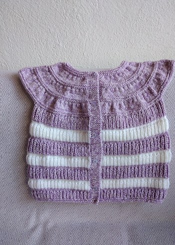 Kız Çocuk Lila Bohem Örgü Yelek - Görsel 2