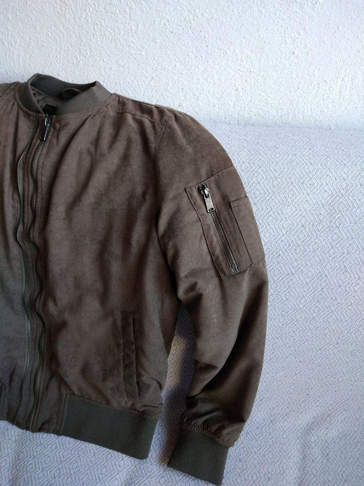 Kahverengi Süet erkek Fermuarlı Ceket - Görsel 2