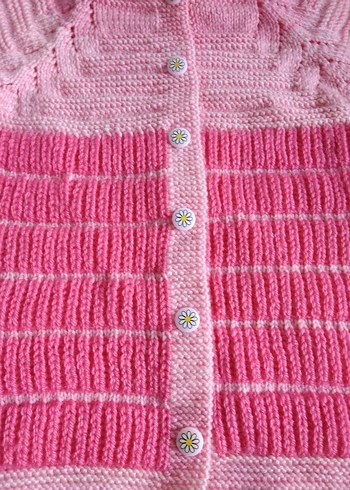 Kız Çocuk Pembe Örgü Kolsuz Hırka - Görsel 3