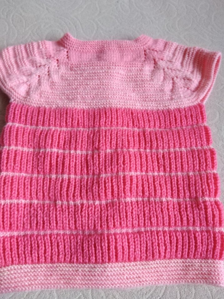 Kız Çocuk Pembe Örgü Kolsuz Hırka - Görsel 5