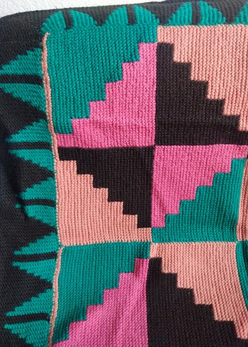 Renkli Desenli Örgü paspas - Görsel 2