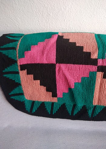 Renkli Desenli Örgü paspas - Görsel 5