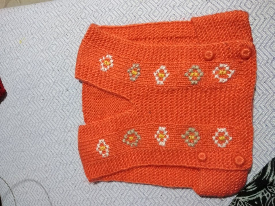 Kızlar için Nakışlı Örgü Kolsuz Hırka - Görsel 2