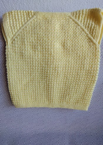 Kız Çocuk Sarı Örgü Kolsuz Hırka - Görsel 4