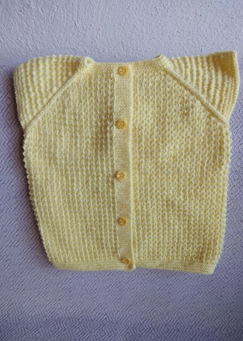 Kız Çocuk Sarı Örgü Kolsuz Hırka - Görsel 3